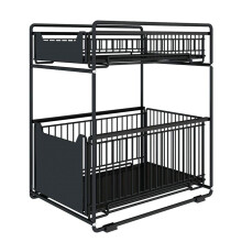 Heavy Duty 2Tier Under Sink Organizer Sliding Drawer PullOut Cabinet Shelf Steel Basket Holds Up To 150lbs