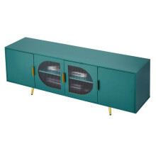 TV-meubel - DUOKU - C250035D-01 - Glas - 3 Verstelbare Planken - Gouden Poten