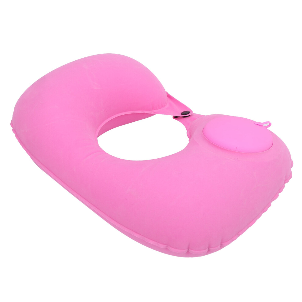 U-Shape Inflatable Head Rest Cushion For Car Office Airplane Pink 4671378275565
