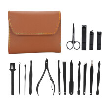 Kit tagliaunghie, set di strumenti per manicure, 16 pezzi in acciaio inossidabile, strumenti per pedicure e cura personale in elegante custodia in