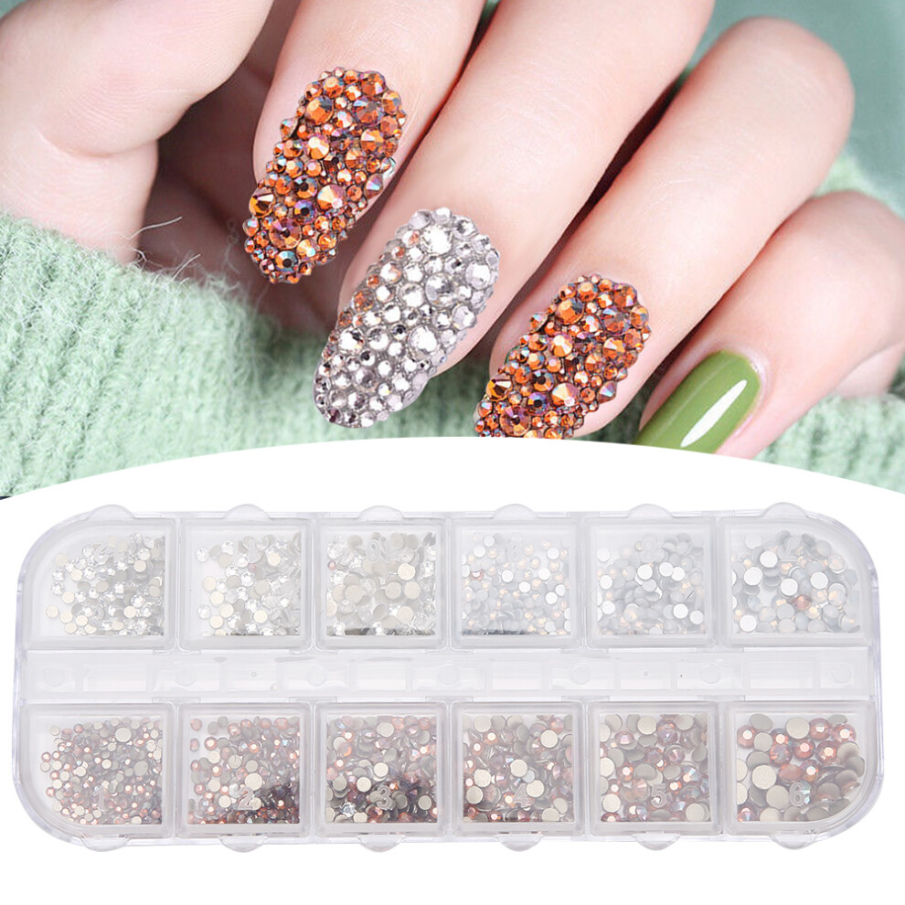 12 Grid Flat Bottom Glass Rhinestones for Nail Art 8# (3/7/8)