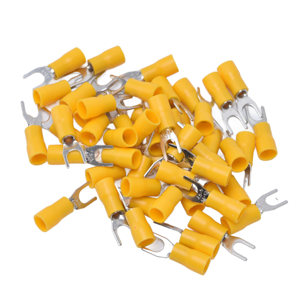 50Pcs Insulated Fork Terminal Set 14-12Awg Copper Wire Crimp Kit 7691382310066