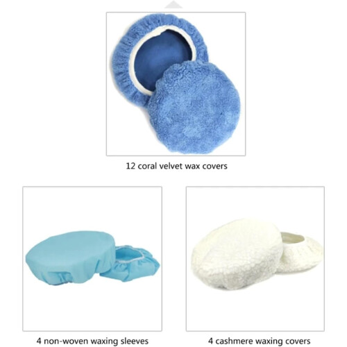 Car Polishing Pads Set 10Pcs Microfiber and Wool Buffing Pad Covers Scratch Elastic Fit 2