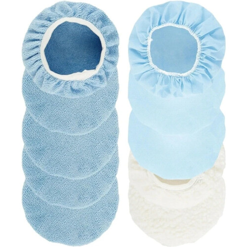 Car Polishing Pads Set 10Pcs Microfiber and Wool Buffing Pad Covers Scratch Elastic Fit 1