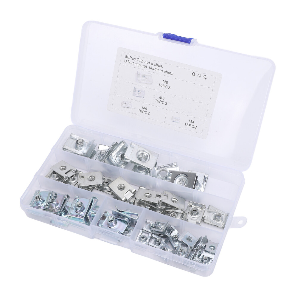 50Pcs/Car U Nuts Speed Fastener Clip Assorted U-Shaped Clip Nut M4/M5/M6/M8 Kit 8191378282579