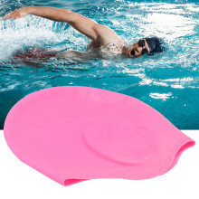 Pink Silicone 3D Ergonomic Waterproof Swimming Cap for Adults