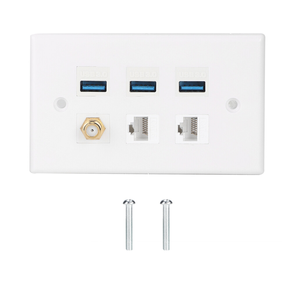 Wall Plate For Hdmi Coax, New Hdmi Keystone And Coax Keystone Modular Wall Port With Usb Ethernet Ports, Ideal For Home Office Connection Standard Siz 9301476219004