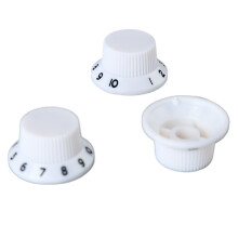 3 pièces - Boutons rotatifs pour potentiomètre de guitare en plastique blanc et noir (remplacement)
