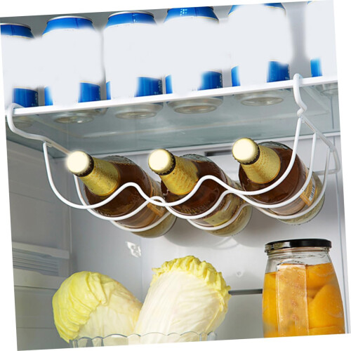 Refrigerator Bottle Organizer White Iron UnderShelf Fridge Holder Space Saving Beverage Rack for Kitchen 2