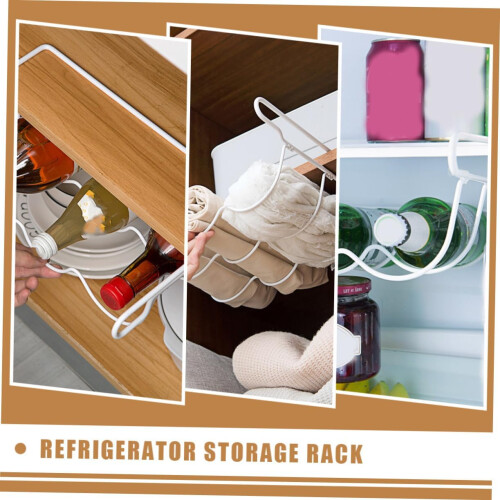 Refrigerator Bottle Organizer White Iron UnderShelf Fridge Holder Space Saving Beverage Rack for Kitchen 1