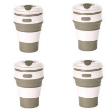 Tasse de  Pliable en Silicone Couleur Café-Tasse de Camping, Tasse D'Eau Pliable, Tasse à Boire pour Adulte avec Couvercle,