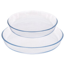 Round Glass Oven Dish Set 2 Sizes Borosilicate Baking Casserole Microwave and Freezer Safe