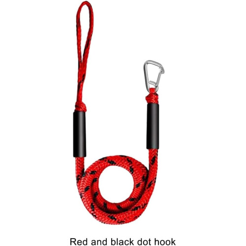 Dock Line Rope Heavy Duty Marine Elastic Mooring with Rustproof Hook Red Black 2pcs 1
