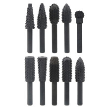 Rotary Rasp Set 10 Pcs 6.3mm Shank 1/4 Inch Woodworking Rasp Chisel Shaped Grinding Heads For Electric Tools