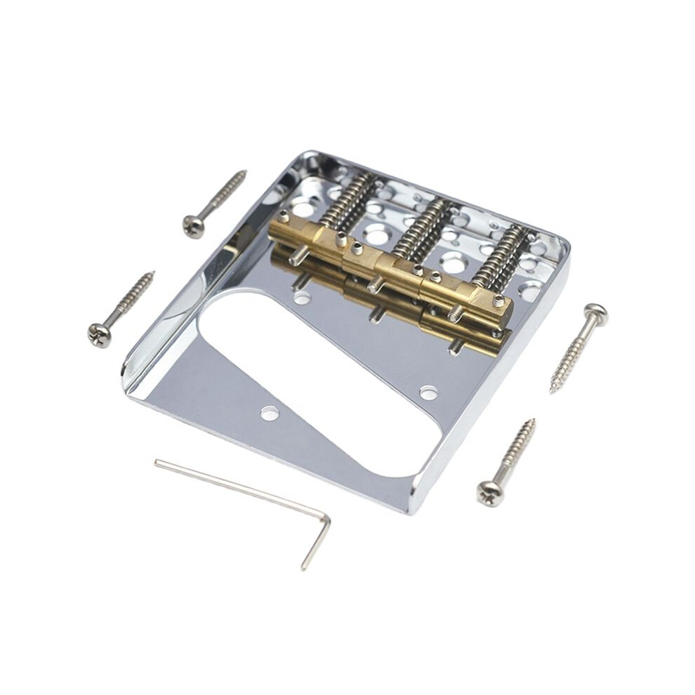 Telecaster Tl Guitar Bridge System With 3 Screw Brass Saddle Enhanced Intonation Control For Tele Guitars Silver 4713421415211