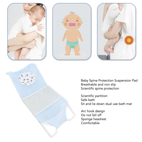 Baby Mesh Bath Cushion Skyblue, Safe Ergonomic Newborn Support 2