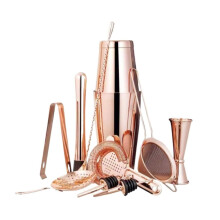 Cocktail Shaker Set Stainless Steel 10Piece Bartender Tools Ice Tong Drink Mixer Professional Home Bar Kit