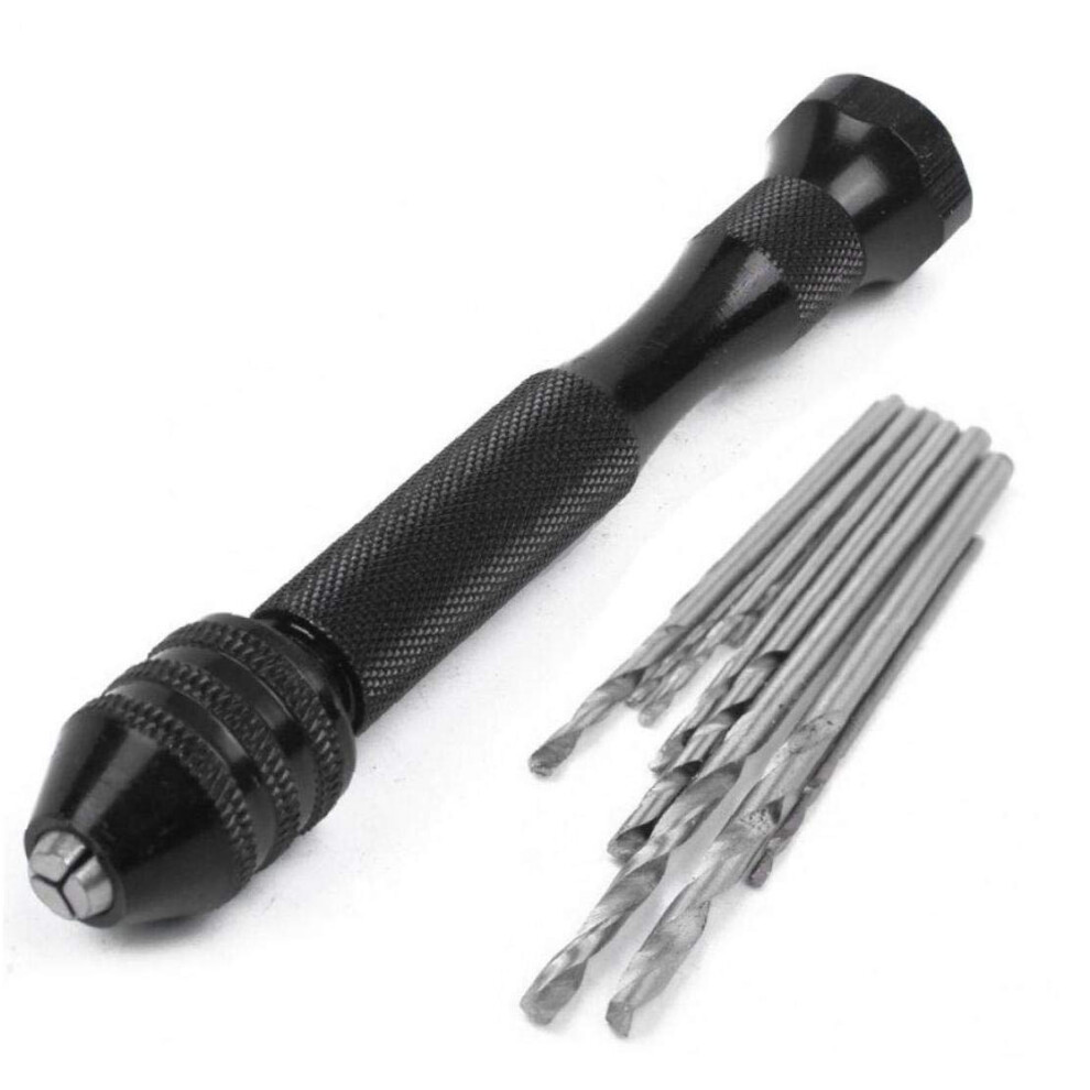 Precision Pin Vise Woodworking Drill With Keyless Chuck, Mini Drill, 10Piece Microdrill Bit Set, Assorted Colors 9094768726501