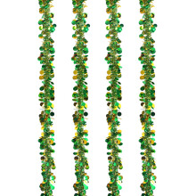 Festival Tinsel Twist Hanging Ornament Metallic Gold Green 4Piece Set For Festival Decoration