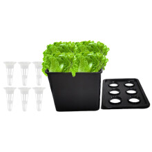 Hydroponics Growing System 6Holes Box Kit Soilless Cultivation Indoor Outdoor Garden Windowsill Balcony Office Black