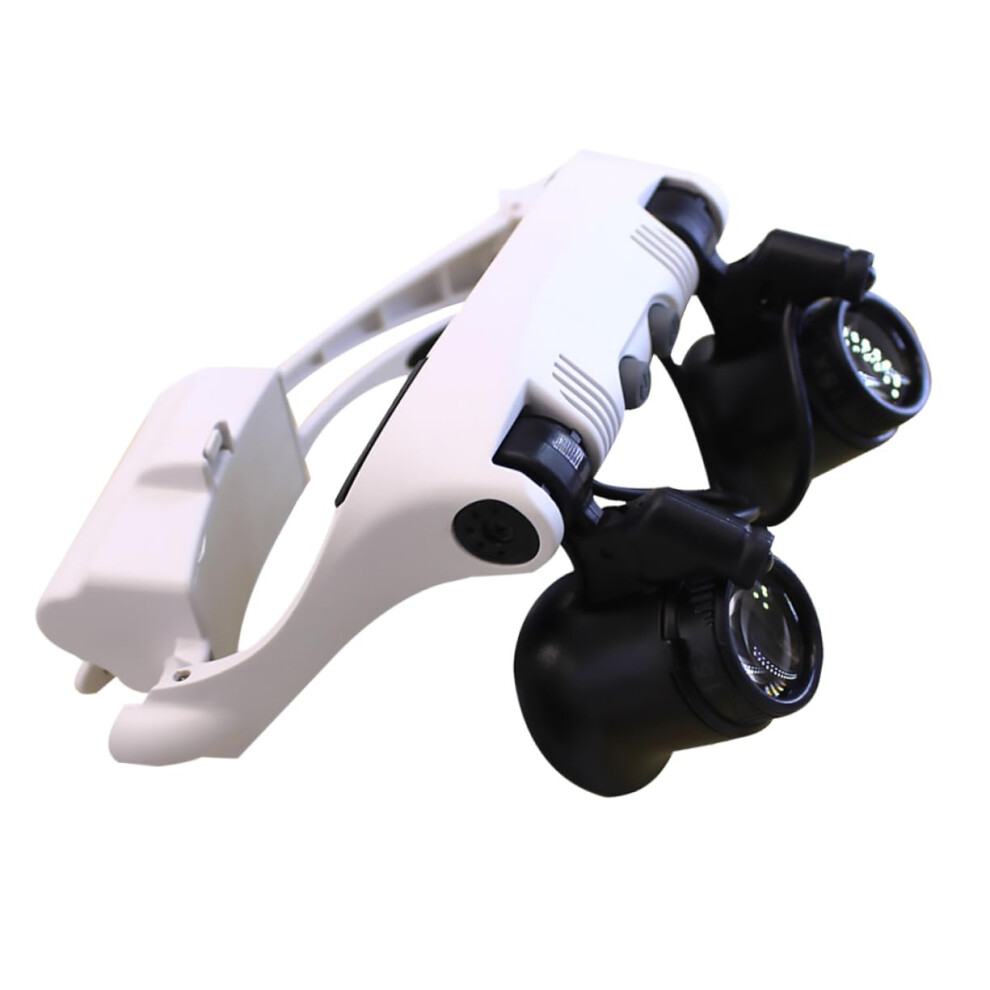 White Led Head Mounted Magnifying Glasses With Changeable Lens For Electronics And Jewelry Appraisal Loupe Crafts