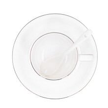4-Piece White Bone China Coffee Cup Set with Saucer & Spoon