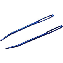 Sewing Tapestry Yarn Needles Blue Bent Tip Large Big Eye Aluminium Curved 2 Pieces