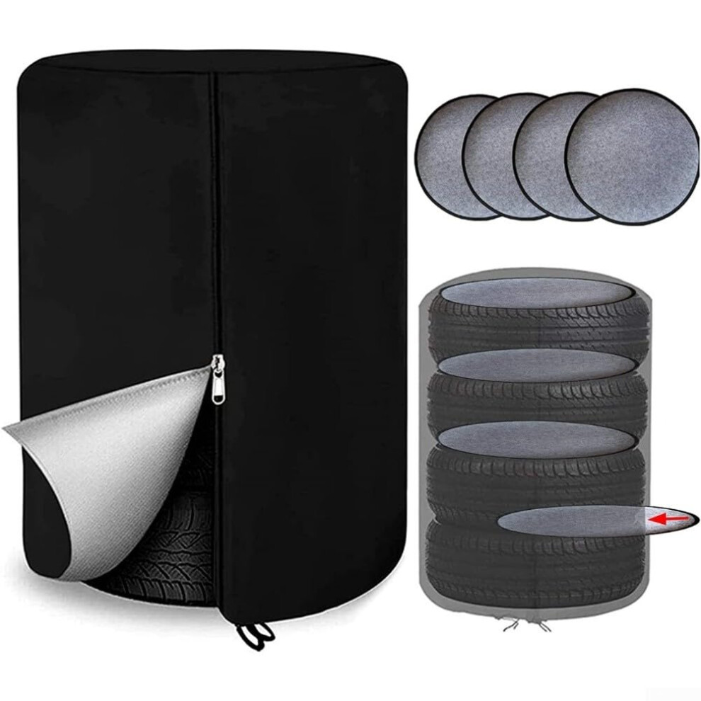 Heavy Duty Waterproof Tire Storage Cover With 4 Pads, 420D Oxford Allseason Car Tire Protector Light 9187378756553