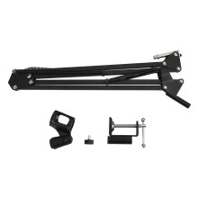 Opklapbare microfoonarm met robuuste stalen constructie, geschikt voor Hyper X QuadCast S, Blue Yeti en Rode, inclusief tafelmontage.