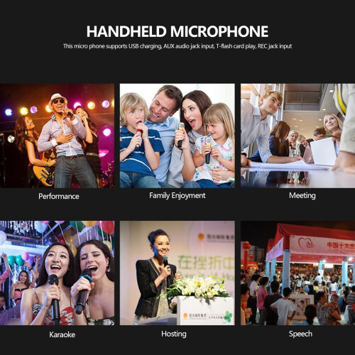Wireless Bluetooth Microphone Speaker with LED Light, 5W, 2400mAh, Portable 23x10x5cm 2
