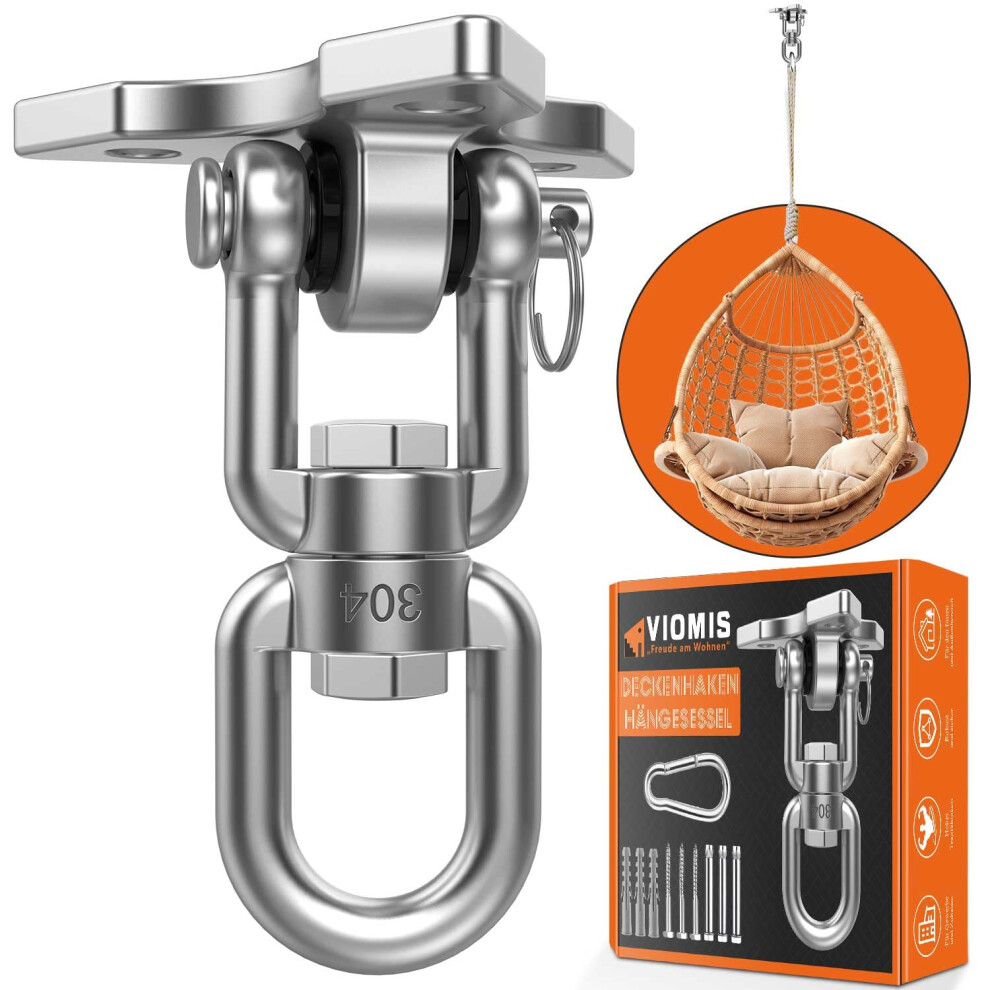 Stainless Steel Ceiling Hook 360Degree Rotatable 450 Kg Load Indoor/Outdoor Use For Swings Hammocks Punch Bags 9187378756690