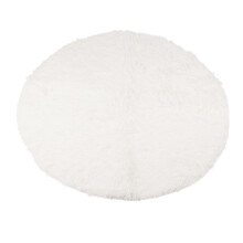 Superweicher runder Plüsch-Teppich 120x120cm Weiß flauschiger Teppich fürs Wohnzimmer