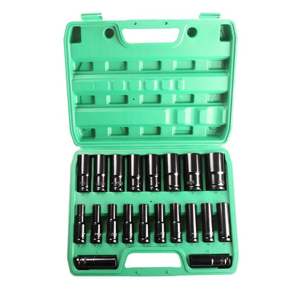 20Pcs 1/2' Drive Socket Set Metric Deep Sockets 832Mm, 6Point Hex Design, Impact Socket Set, Portable Storage Case 9199774467834