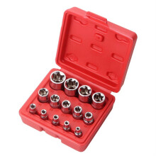 Torx Bit Socket Set 14Piece, Female StarShaped, 1/4 3/8 1/2 Inch Drive, E4E24, 4mm24mm, Car Tools With Box