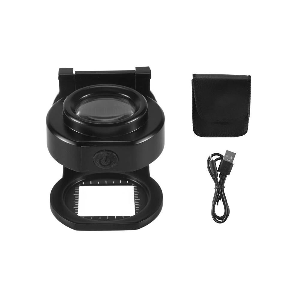 Light 25X Loupe Magnifier With 6 Usb Three-Folding Desktop Portable Metal Eye Loupe Scale Sewing Magnifing Glass