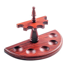 Wooden Tobacco Pipe Stand Solid Wood Handmade 5 Pipe Capacity Brown1