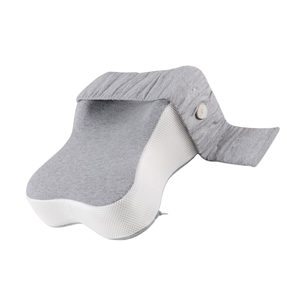 Gray Leg Rest Pillow Memory Foam Knee Rest With Breathable Cover, Large Strap, Pressure Relief, Spine Alignment