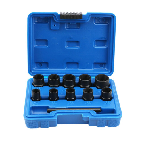 13Pcs Impact Damaged Bolt Nut Remover Extractor Socket Tool Set With Box Nut Extractor Sockets