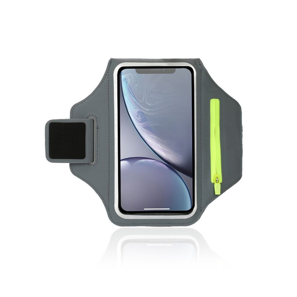 7.0 Large Zipper Running Sports Armband Fitness Arm Bag Outdoor Runner Mobile Phone Support Arm Exercise Running,A Gray 6032013087949