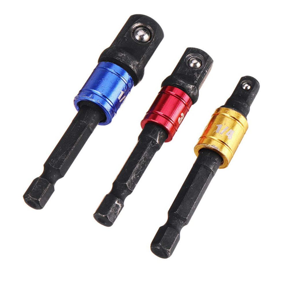 Screwdriver Extension Bar Adapter 1/4 Inch Hex Shank Socket Adapter, Black, 3Piece Set 9187378758847