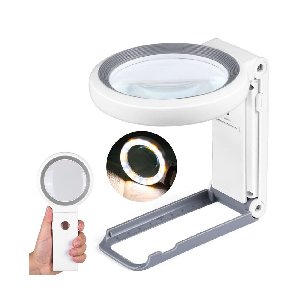 30X40X Foldable Handheld Magnifying Lenses 18LED Illuminated Lighted Magnifier for Seniors Reading,Close Work,Coins