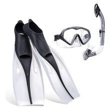 Diving Scuba Diving Masks Silicone AntiFog Snorkeling Set Glasses Swimming Fins For Adults And Kids Black XL
