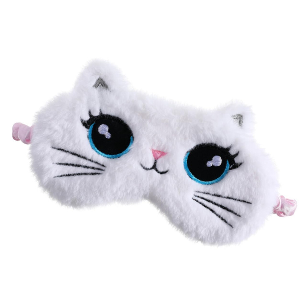 Plush Cat Sleep Eye Mask Soft Light Blocking Blindfold with Elastic Band for Travel and Home