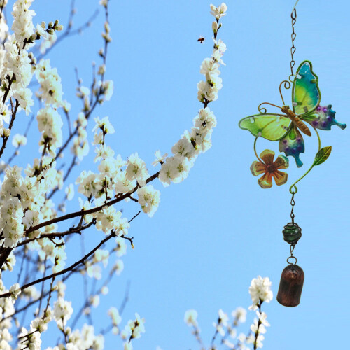 Βιτρό Πεταλούδα Suncatcher Κρεμαστό Παράθυρο με Κουδούνι, Χειροποίητα Γαμήλια 2