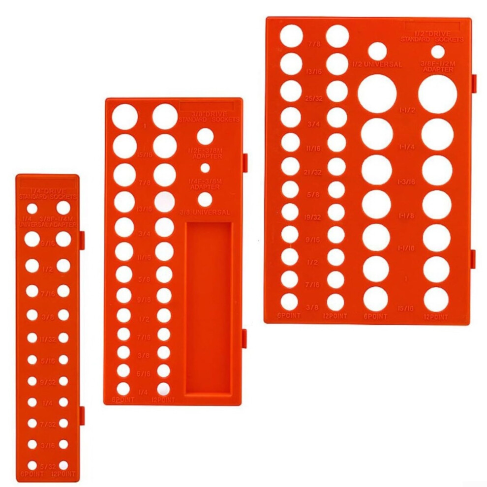 Socket Storage Rack 3Piece Imperial Plastic Sleeve Organizer For 6Point And 12Point Socket Adapters 9187378760130