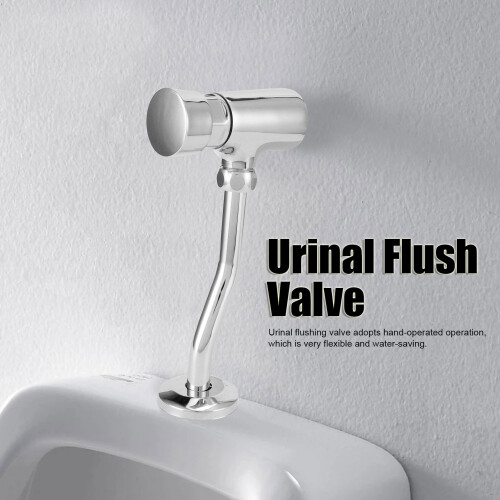 G1/2 Urinal Flush Valve Set Wall-Mount Chrome Hand-Press Operation 2