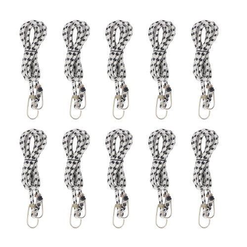 10PCS Heavy Duty Rubber Elastic Rope with Hooks, 1.5m Secure Tie Down String 1