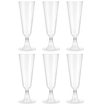 Rose Gold Glitter Plastic Champagne Flutes 6.5oz Disposable Glasses for Weddings and Parties
