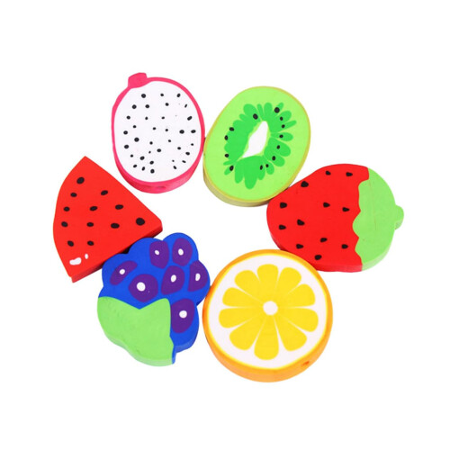 Fruit Shaped Pencil Erasers 6Piece Set Assorted Fruit Pattern Stationery For Students School Supplies