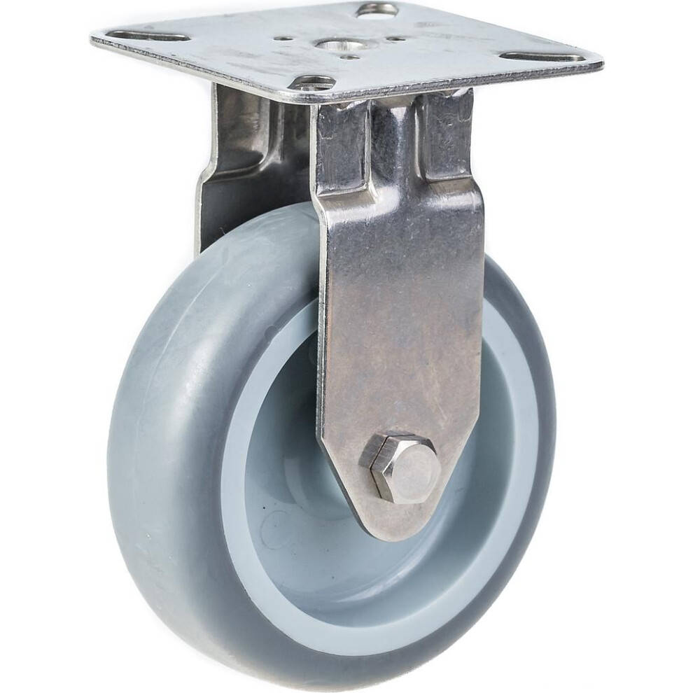 Parnells 75Mm 3" Stainless Steel Castor Grey Rubber, Fixed, 60Kg